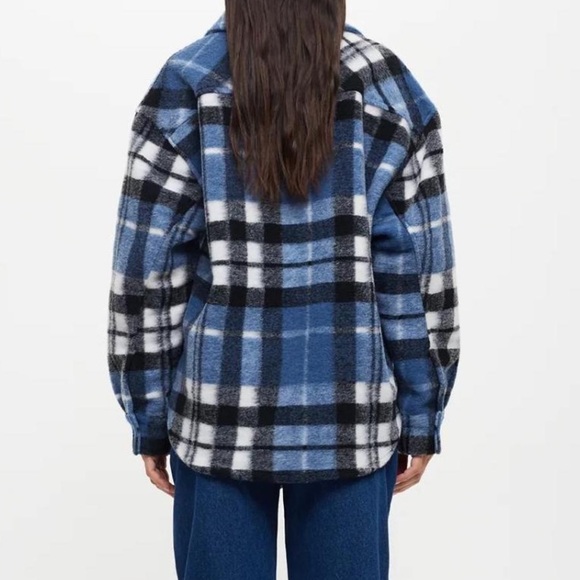 Lioness Blue, Black, and White Striped Surplus Jacket Flannel - Picture 3 of 7